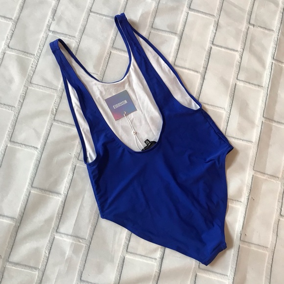 Missguided Blue Bling SAVAGE Onepiece Bathing Suit - Picture 2 of 4